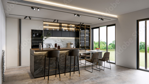 3d rendering kitchen advanced modeling interior scene © suedanstock