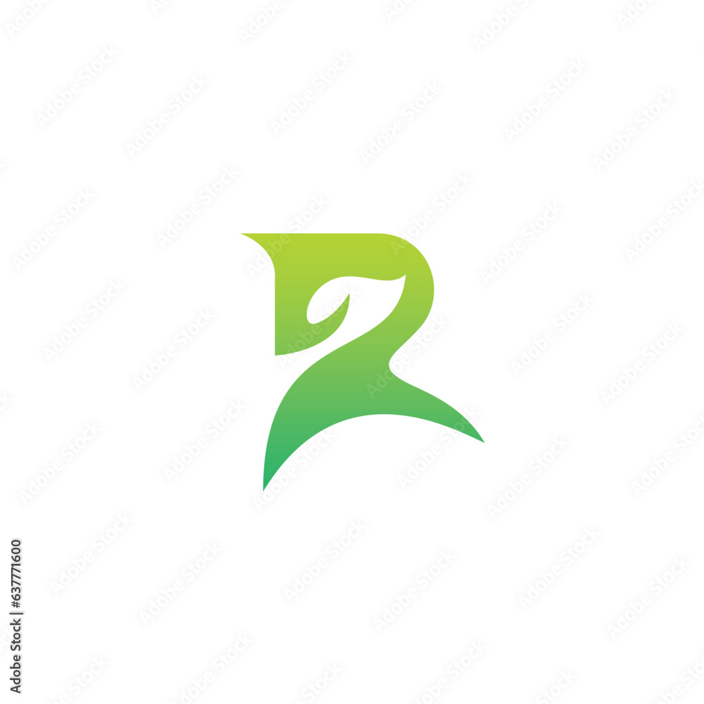 Fototapeta premium R Leaf Logo Design. Letter R Nature Logo Vector