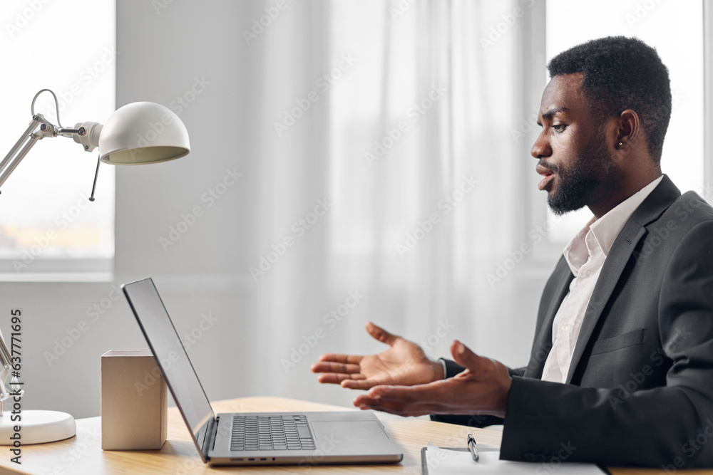 man job american student online laptop table computer freelancer african office education man job american student online laptop table computer freelancer african office education