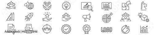 Branding Marketing Product Brand Value icons collection vector