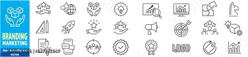 Branding Marketing Product Brand Value icons collection vector