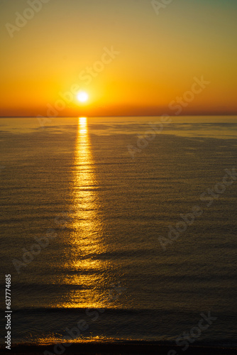 Sunrise over sea. Morning seascape.