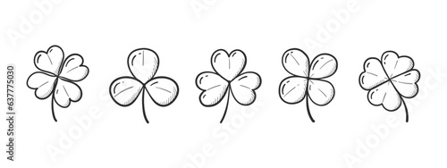 St.Patrick 's Day. in doodle style clover leaves.