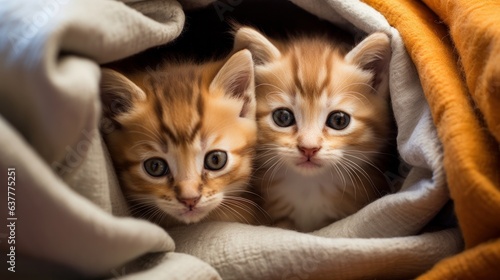 Adorable kittens cuddled up together