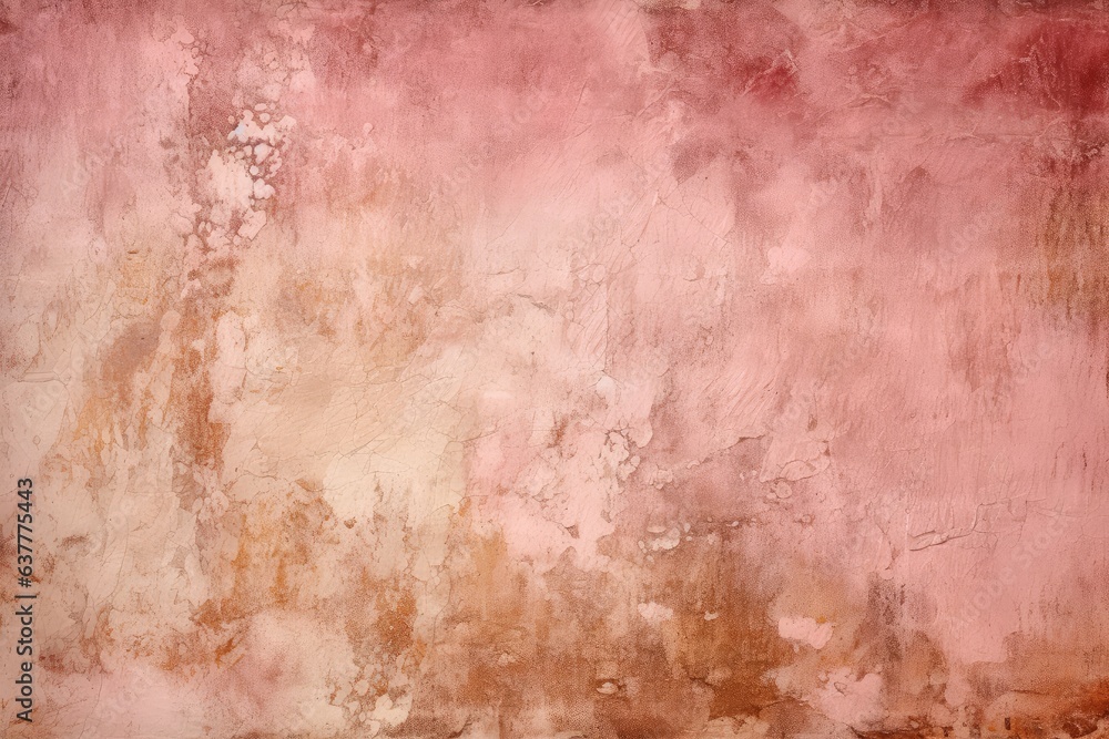 A vibrant and textured pink and brown wall painting