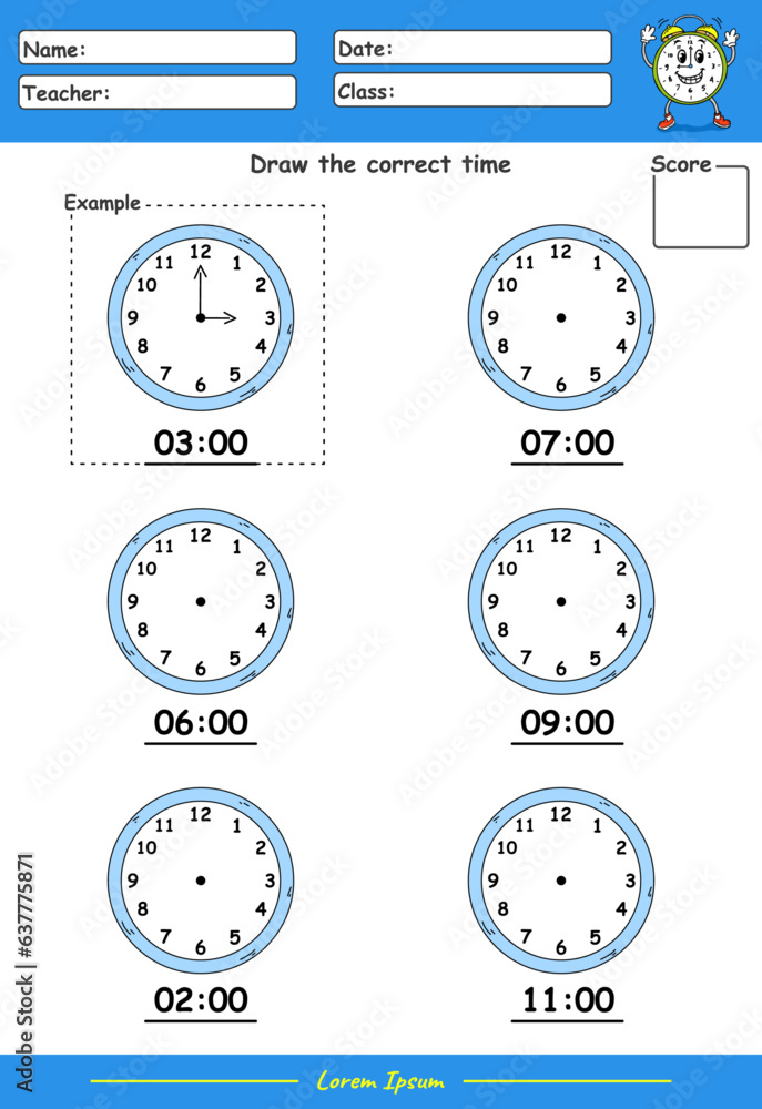 Naklejka premium What is the time Worksheet part one