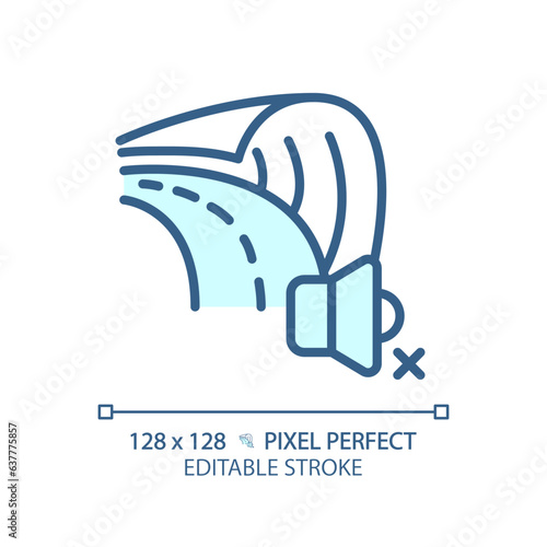 2D pixel perfect editable soundproof road blue icon, isolated vector, soundproofing thin line illustration.