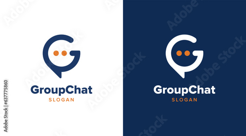G Chat logo design. Letter G with bubble chat icon