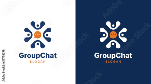 Community logo design with people and chat bubble icon