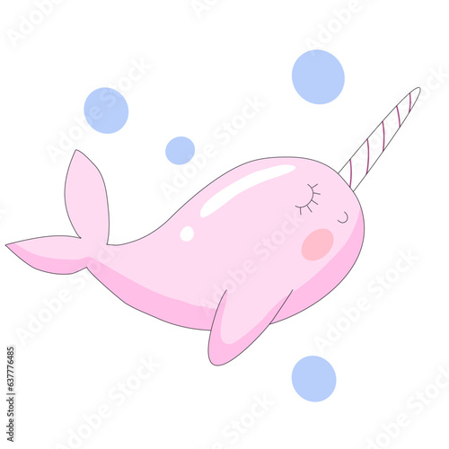 narwhal cartoon vector for illustration , design , icon