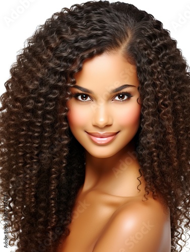 Beauty portrait of a black female model with flawless skin an beautiful hair, generative ai