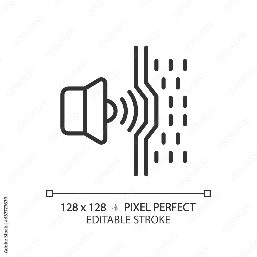 2D pixel perfect editable soundproof material black icon, isolated ...