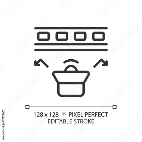 2D pixel perfect editable resilient sound channel black icon, isolated vector, soundproofing thin line illustration.