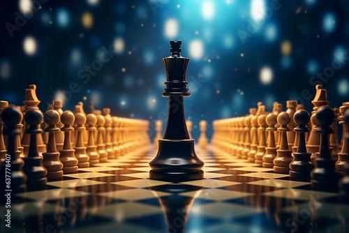 chess move out from line for different thinking and leading change , Disruption and unique concept by 3d render.