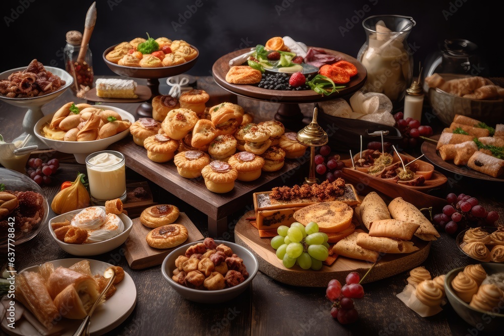 A table filled with a variety of delicious and appetizing food options A table filled with a variety of delicious and appetizing food options