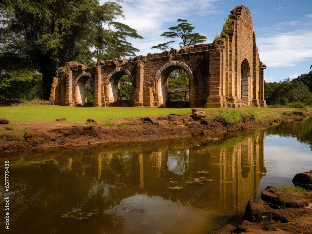 Fototapeta premium Photo of the ruins of Sao Jose das Missoes Rio Grande do Sul, Brazil