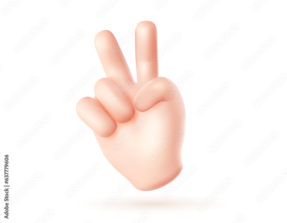 Vector illustration of male hand gesture sign v on white color ...