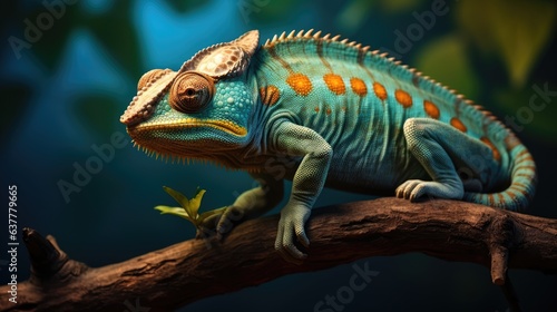 A Chameleon on a branch, AI generated Image © musa