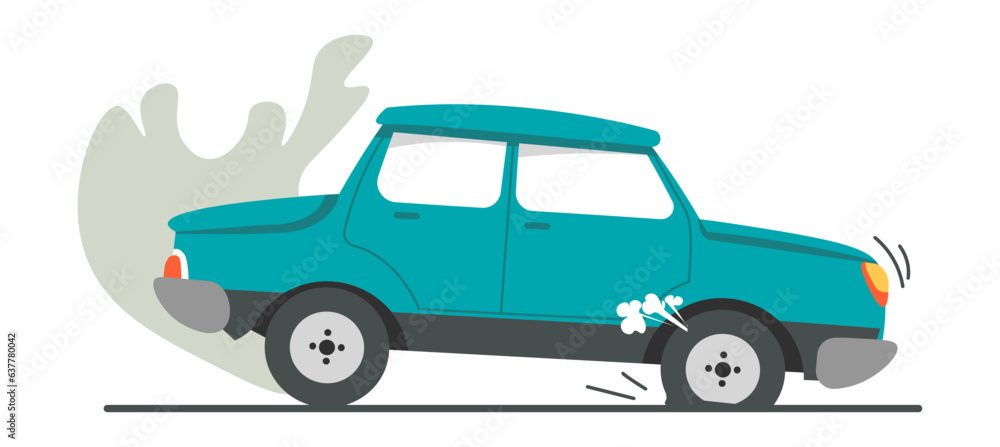Car breakdown, smoke from vehicle, auto crash Car breakdown, smoke from vehicle, auto crash