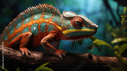 A Chameleon on a branch, AI generated Image