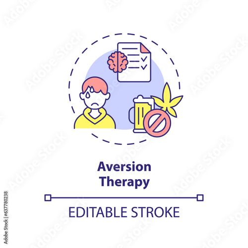 2D editable aversion therapy thin line icon concept, isolated vector, multicolor illustration representing behavioral therapy.