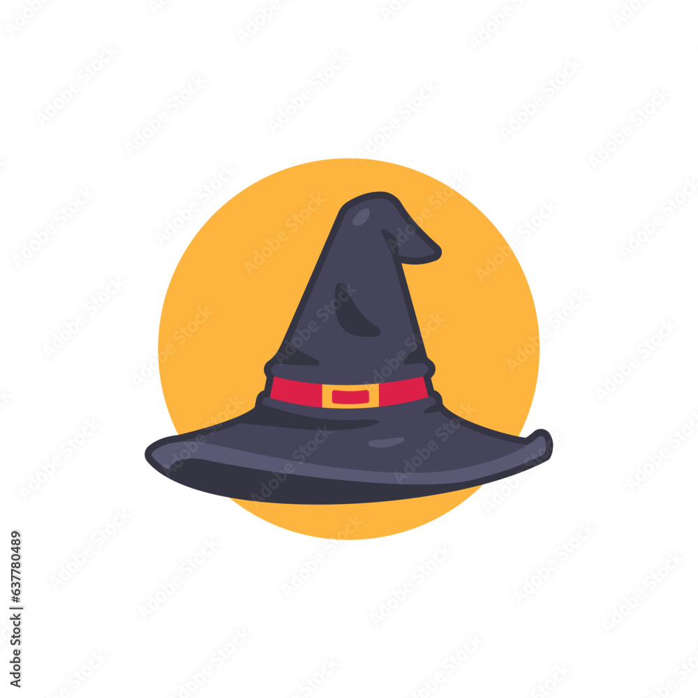 Naklejka premium Halloween Witch hat cartoon illustration