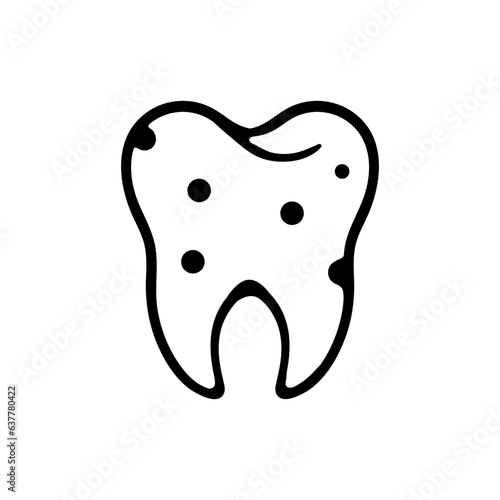 Caries line icon. Dentist, pain, teeth, filling, hole, disease, sugar, doctor, plaque, paste. Vector black line icon on white background for Business