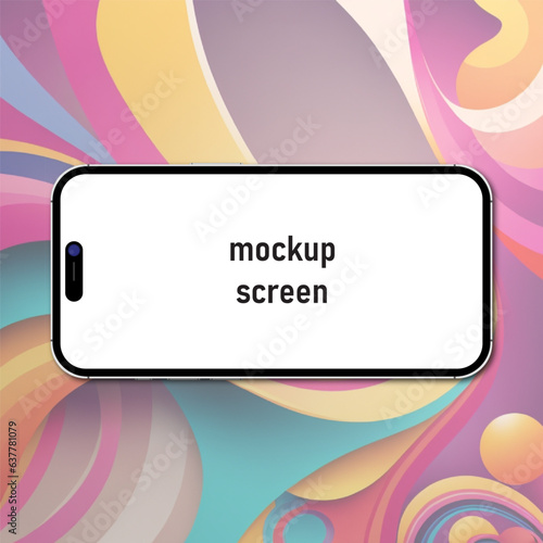 Realistic smartphone screen mockup with shadow on top of devices. Vector illustration with high detail. Landscape Mode