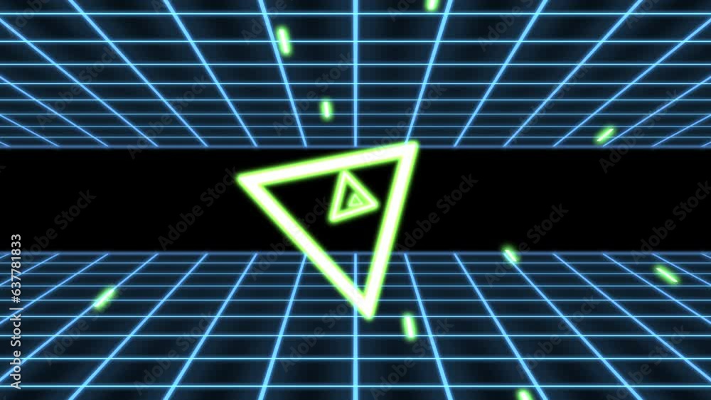 A neon green triangle against a black backdrop, forming a striking ...