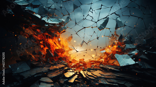 Multi Colored Broken Exploded Glass Shattered Creative Background AI Generative