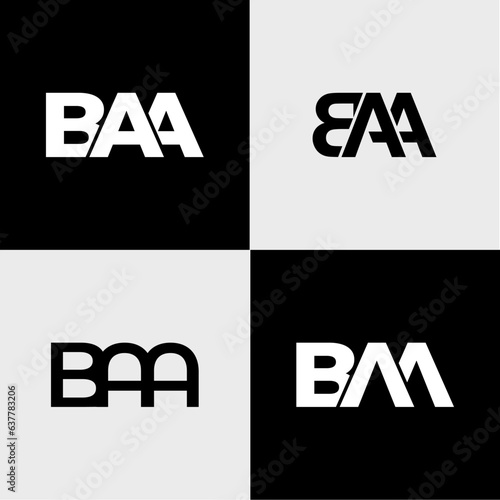Tableau sur toile BAA initial letter monogram typography logo vector