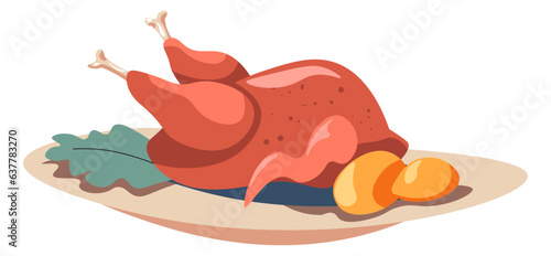 Fried chicken or turkey served on plate in cafe