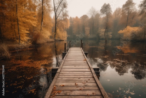 A serene wooden dock by the water's edge