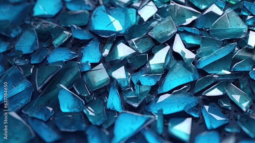 Shuttered Cyan Colored Broken Glass Abstract Background AI Generative Shuttered Cyan Colored Broken Glass Abstract Background AI Generative