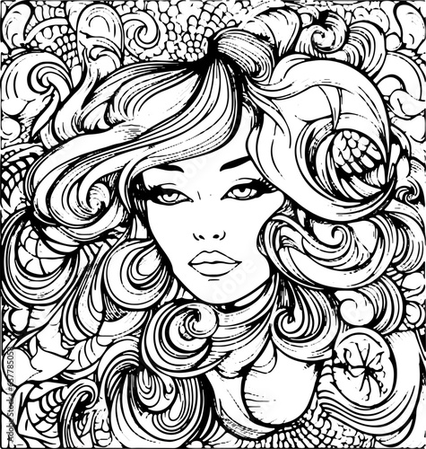 Coloring Page Woman Vector Format