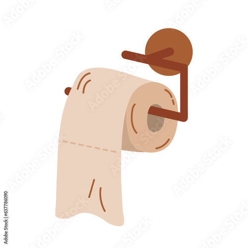 Toilet paper and metal holder vector illustration