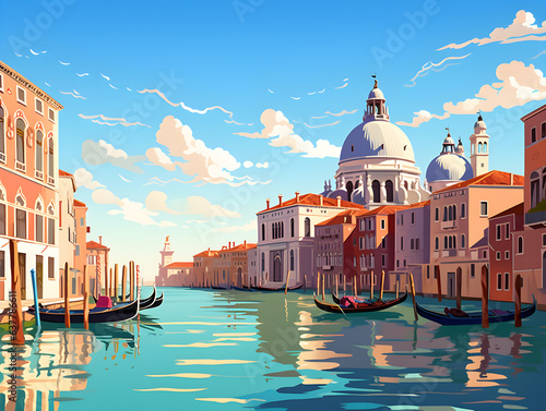 Venice scenery Italy beautiful, presentation pictures, Illustration, Generative AI
