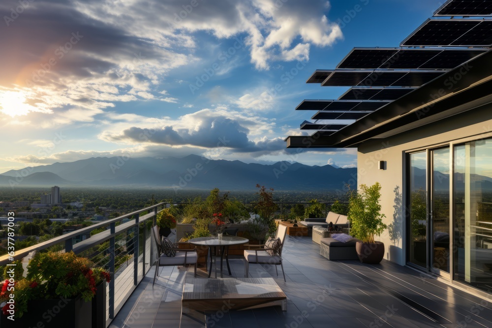 Solar Panels Installed On The Rooftop, Generative AI Solar Panels Installed On The Rooftop, Generative AI