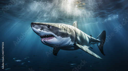 Great White Shark Carcharodon carcharias swimming