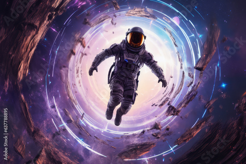 An Astronaut in space in unreal world
