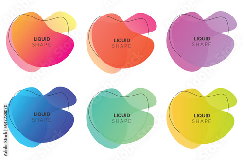 Set of abstract modern geometric graphic element banners, Dynamical colored with flowing liquid shapes. vector illustration