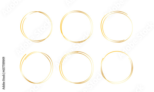 Golden circle frames. Luxury gold borders thin lines. Element for decoration. Vector illustration isolated on white background