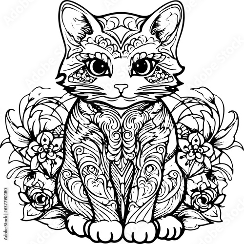 Coloring Page Cats - Vector Format