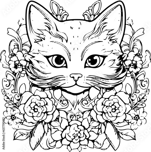 Coloring Page Cats - Vector Format