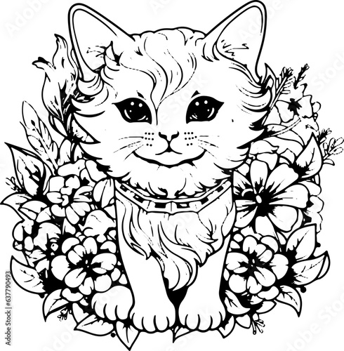 Coloring Page Cats - Vector Format