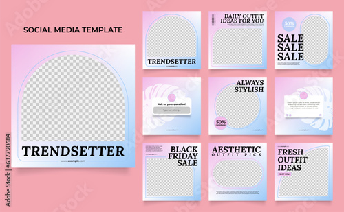 social media template banner blog fashion sale promotion. fully editable instagram and facebook square post frame puzzle organic sale poster. fresh yellow element shape vector background