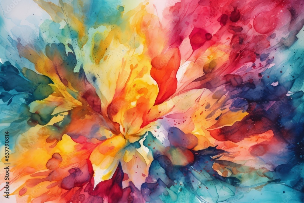 A vibrant and colorful flower painting on a clean white background