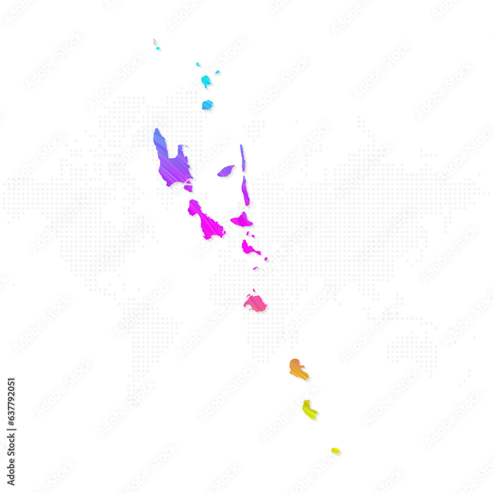 Vanuatu map in colorful halftone gradients. Future geometric patterns of lines abstract on white background. Vector illustration EPS10
