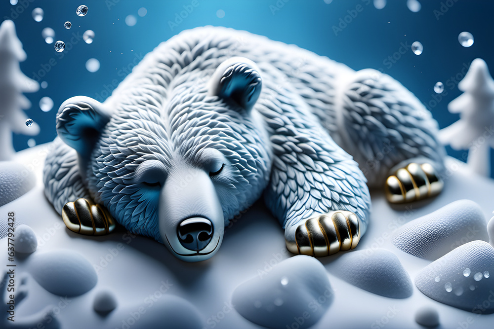 cute polar bear sleeping.Generative AI - obrazy, fototapety, plakaty 