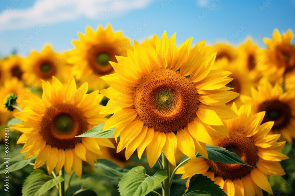 Obraz premium sunflower field on a sunny day